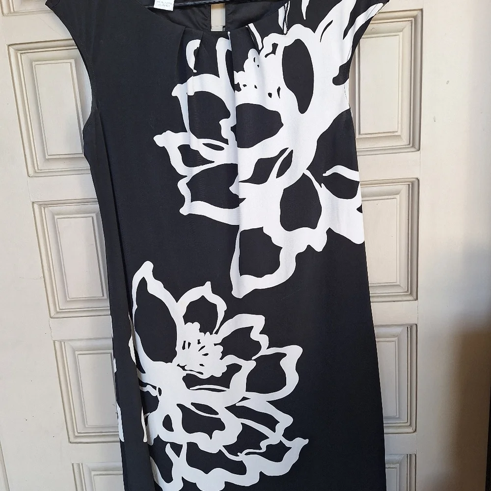 My Favorite Dress! Stuudio London Times Blk/Wht Sz12 Cap Sleeves Poly/Spandex - Picture 7 of 8